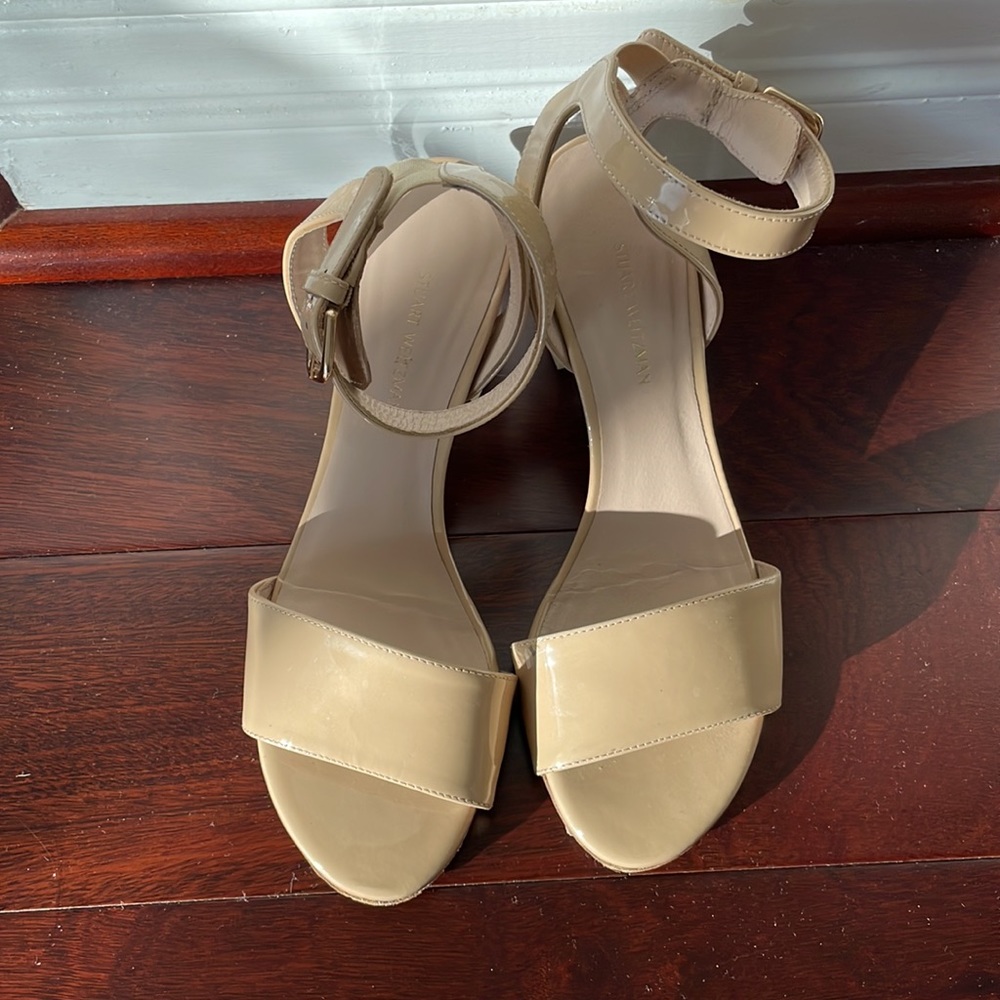 Stuart Weitzman Nearlynude Block-Heel Leather San… - image 5